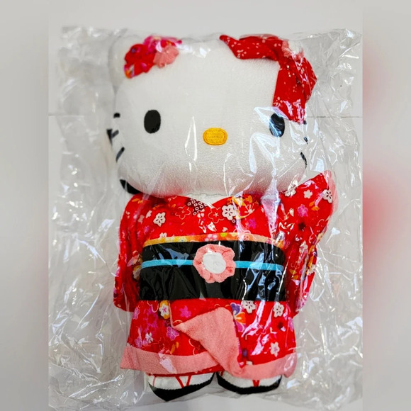 NWT, Hello Kitty, Red Plush Toy Chirimen Japanese Doll Girlhoodcore Stuff Toy - Picture 1 of 11